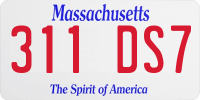 MA license plate 311DS7
