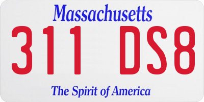 MA license plate 311DS8