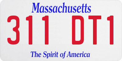 MA license plate 311DT1