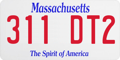 MA license plate 311DT2