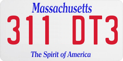 MA license plate 311DT3