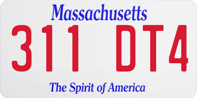 MA license plate 311DT4