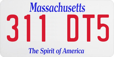 MA license plate 311DT5