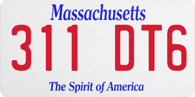 MA license plate 311DT6