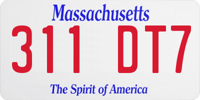 MA license plate 311DT7