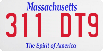 MA license plate 311DT9