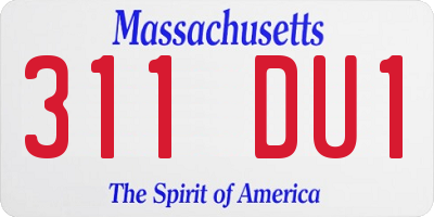 MA license plate 311DU1