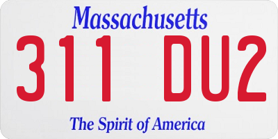 MA license plate 311DU2