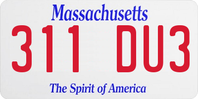 MA license plate 311DU3