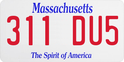MA license plate 311DU5