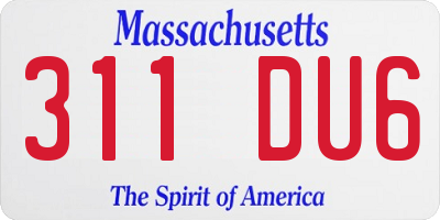 MA license plate 311DU6