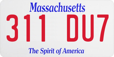 MA license plate 311DU7