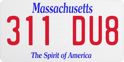 MA license plate 311DU8