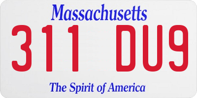 MA license plate 311DU9