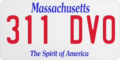MA license plate 311DV0
