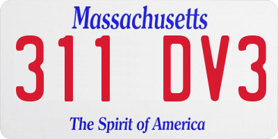 MA license plate 311DV3