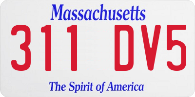 MA license plate 311DV5