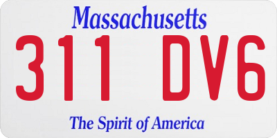 MA license plate 311DV6