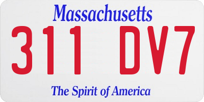 MA license plate 311DV7