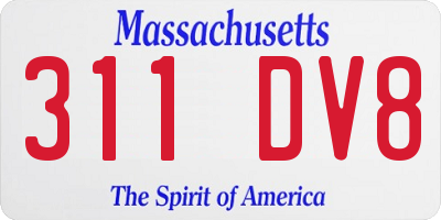 MA license plate 311DV8