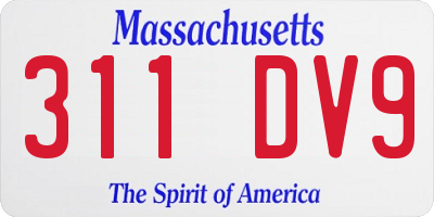 MA license plate 311DV9