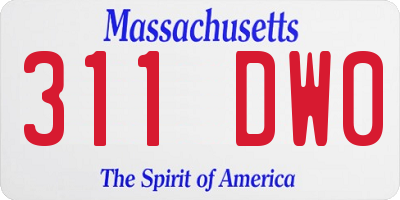 MA license plate 311DW0