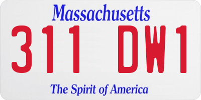 MA license plate 311DW1