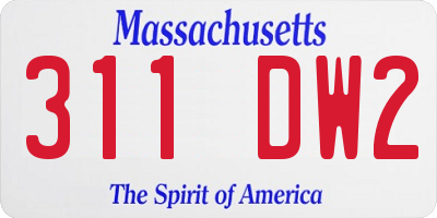 MA license plate 311DW2