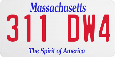 MA license plate 311DW4