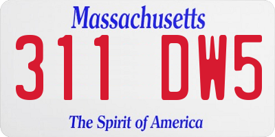 MA license plate 311DW5
