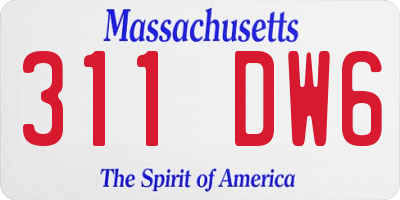 MA license plate 311DW6