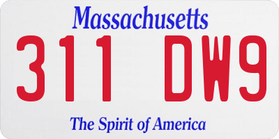 MA license plate 311DW9