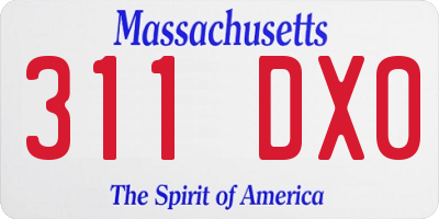 MA license plate 311DX0