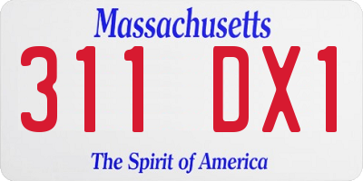 MA license plate 311DX1