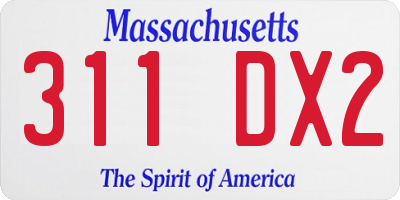 MA license plate 311DX2