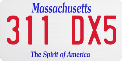 MA license plate 311DX5