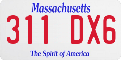 MA license plate 311DX6
