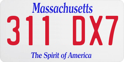 MA license plate 311DX7