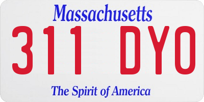 MA license plate 311DY0