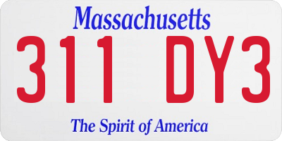 MA license plate 311DY3
