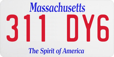 MA license plate 311DY6