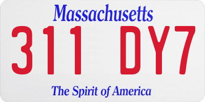 MA license plate 311DY7