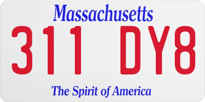 MA license plate 311DY8