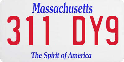 MA license plate 311DY9