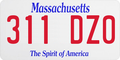 MA license plate 311DZ0