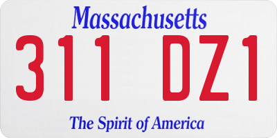 MA license plate 311DZ1