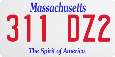 MA license plate 311DZ2