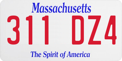 MA license plate 311DZ4