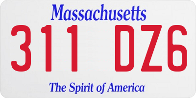MA license plate 311DZ6