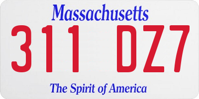 MA license plate 311DZ7